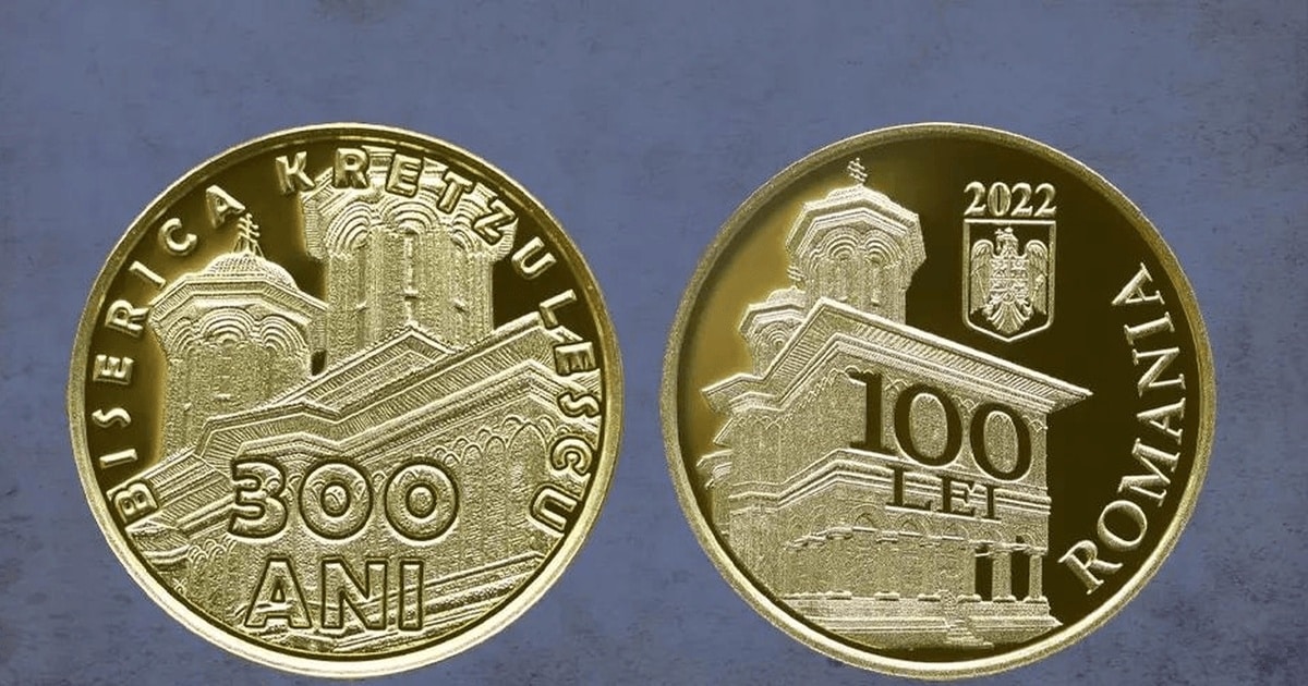 BNR a lansat o monedă de aur pentru a marca 300 de ani de la zidirea Bisericii Kretzulescu