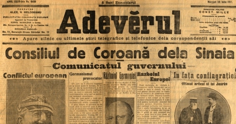 Cum au trăit jurnaliștii români Ziua istorică de la Sinaia în care Consiliul de Coroană a decis neutralitatea României în 1914