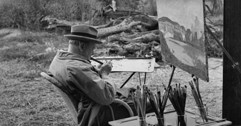 VIDEO // O pictură de Winston Churchill, care a decorat iahtul lui Aristotel Onassis, vândută cu 1,84 milioane de dolari