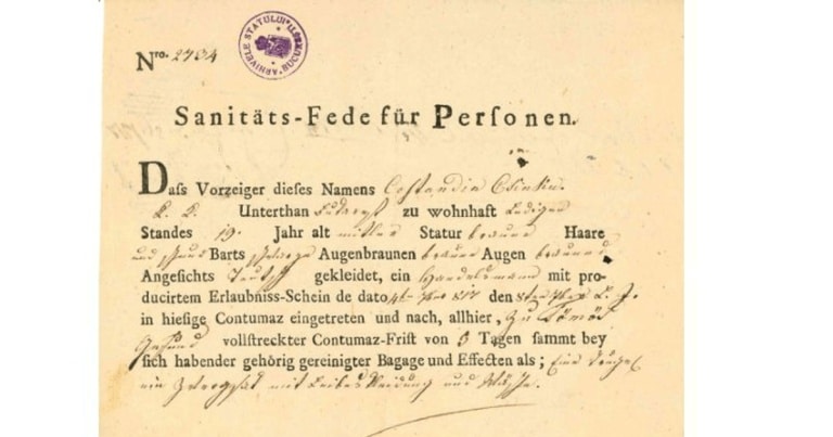 Cum arată un act de carantină emis de Imperiul Habsburgic în Timișoara începutului de secolul al XIX-lea