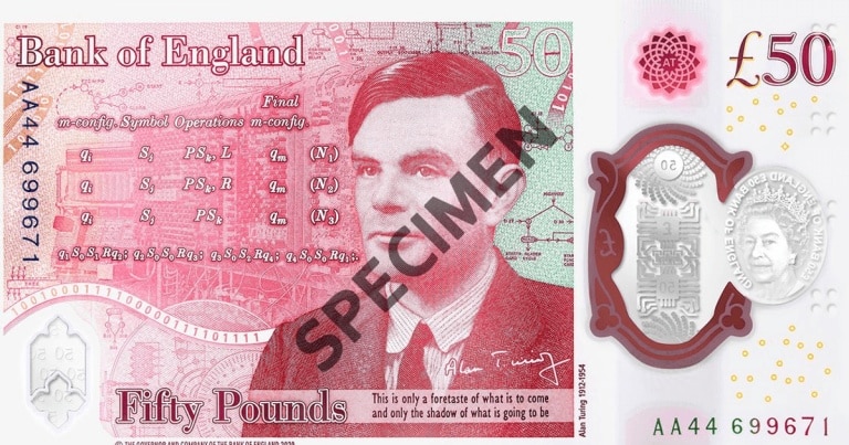Banca Angliei, omagiu pentru matematicianul Alan Turing
