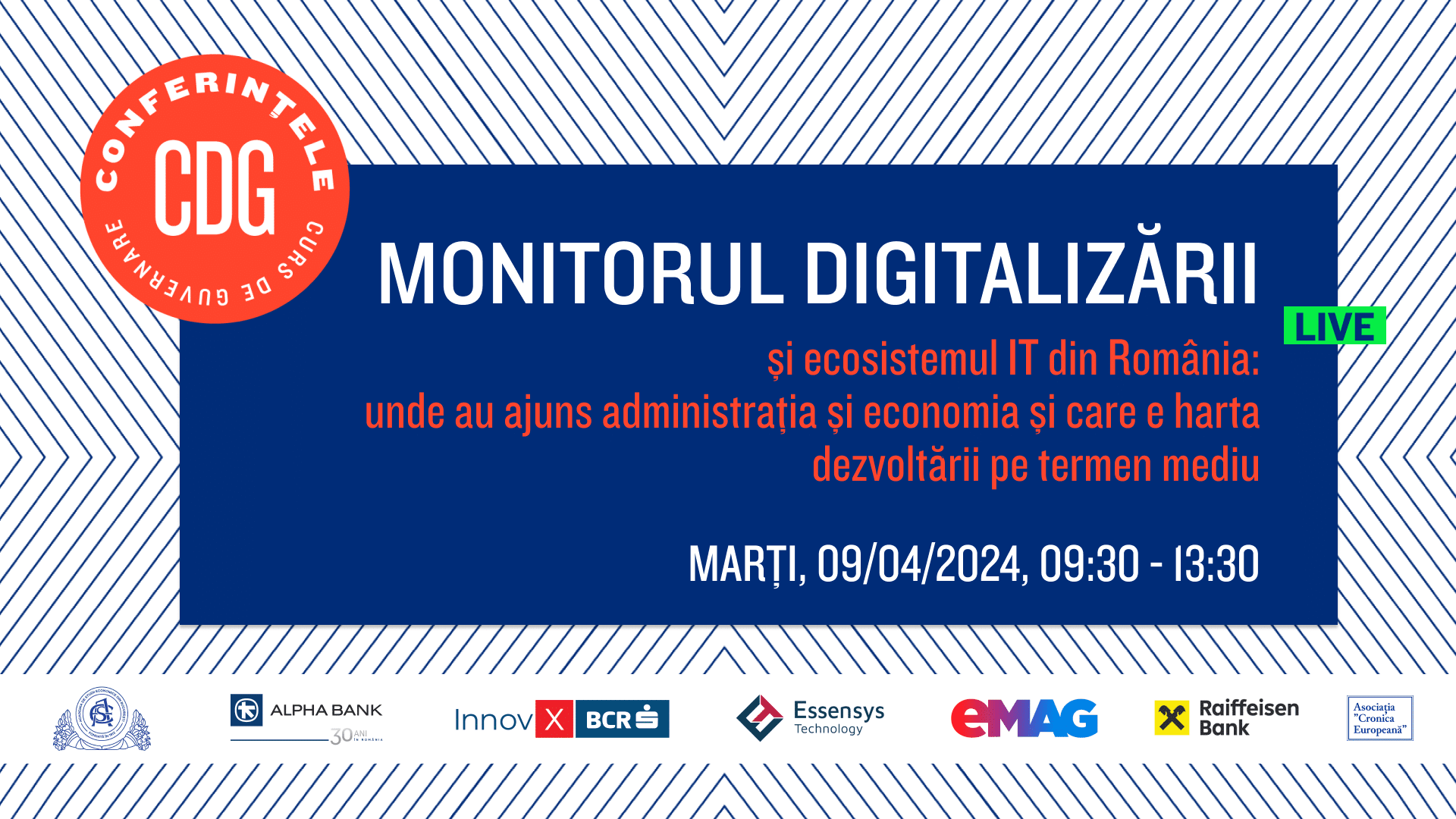 Înscrieri deschise: Conferința CDG ”Monitorul digitalizării și ecosistemul IT din România: unde au ajuns administrația și economia și care e harta dezvoltării pe termen mediu”