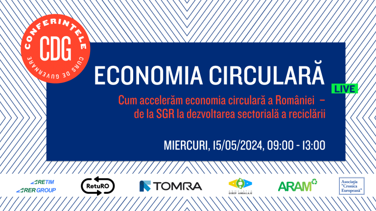 Înscrieri deschise: Conferința CDG ”Cum accelerăm economia circulară a României – de la SGR la dezvoltarea sectorială a reciclării”