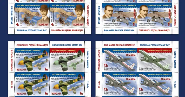 Emisiune de mărci poștale dedicată Aviației Române și Forțelor Aeriene Române