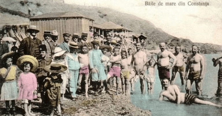 Cum se făcea plajă în urmă cu un secol. Imagini inedite de la Băile de mare Constanţa GALERIE FOTO
