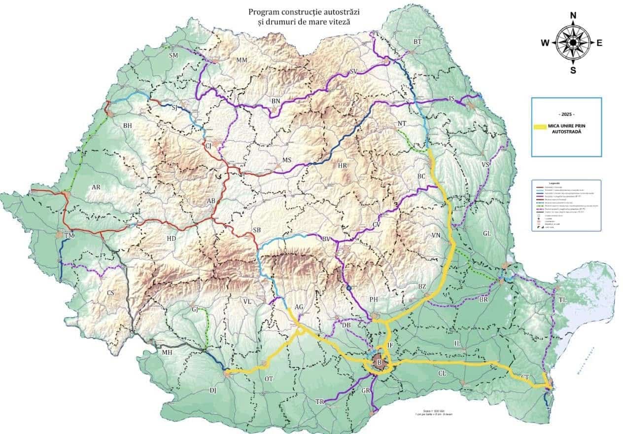 Mica Unire ”prin autostrăzi”. Harta drumurilor de mare viteză care se vor deschide în 2025