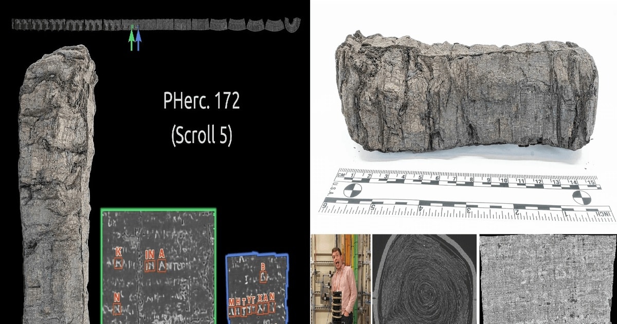 Ce conţine pergamentul carbonizat în urma erupției vulcanului Vezuviu, descoperit la Herculaneum?