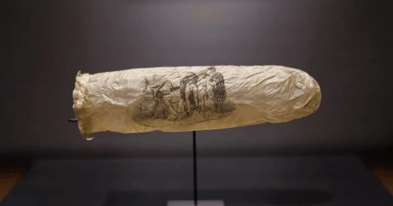 O curiozitate: prezervativul din apendice de oaie vechi de 200 de ani, decorat cu artă erotică