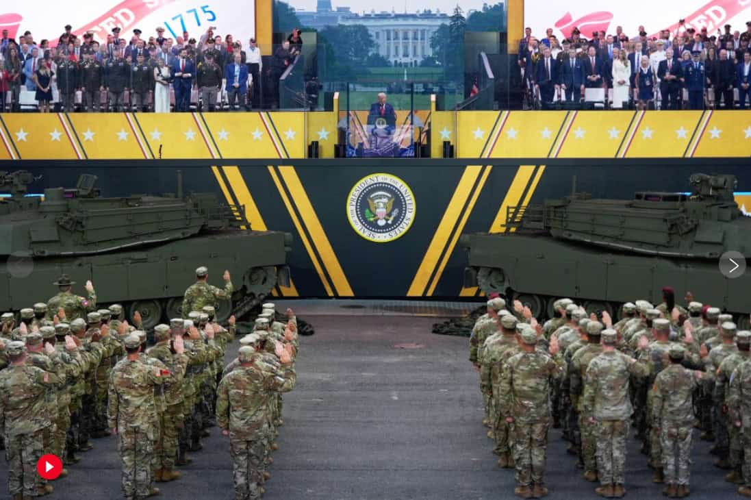 Video / Paradă militară aniversară la Washington și proteste masive în toată SUA. Tensiunea socială, amplificată și agravată de un asasinat politic în Minnesota – Discursul președintelui Donald Trump de la paradă