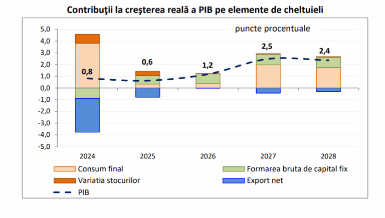 Ce se întâmplă cu economia. Explicațiile Comisiei de Prognoză pentru creșterea PIB cu doar +0,6%: ne țin pe plus impozitele nete pe produs