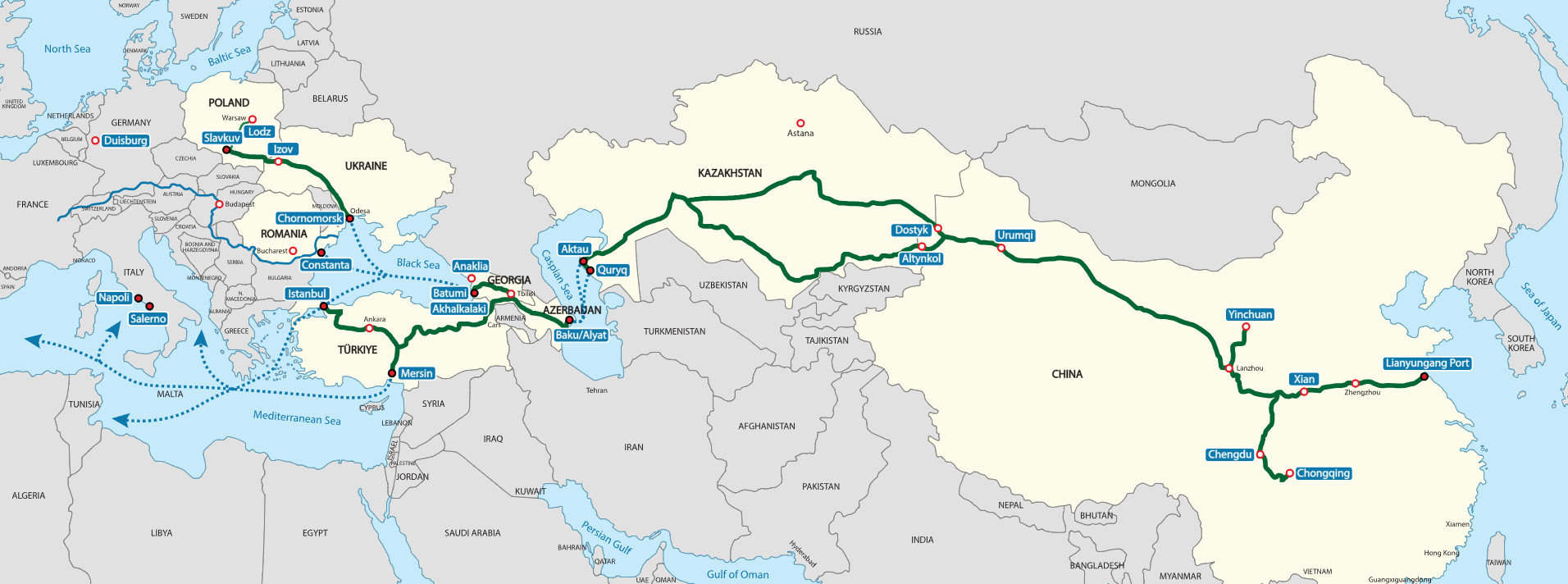 Poziția geoeconomică a României: Coridorul Vertical pe energie și transporturi, Coridorul de Mijloc pe comerțul cu Asia