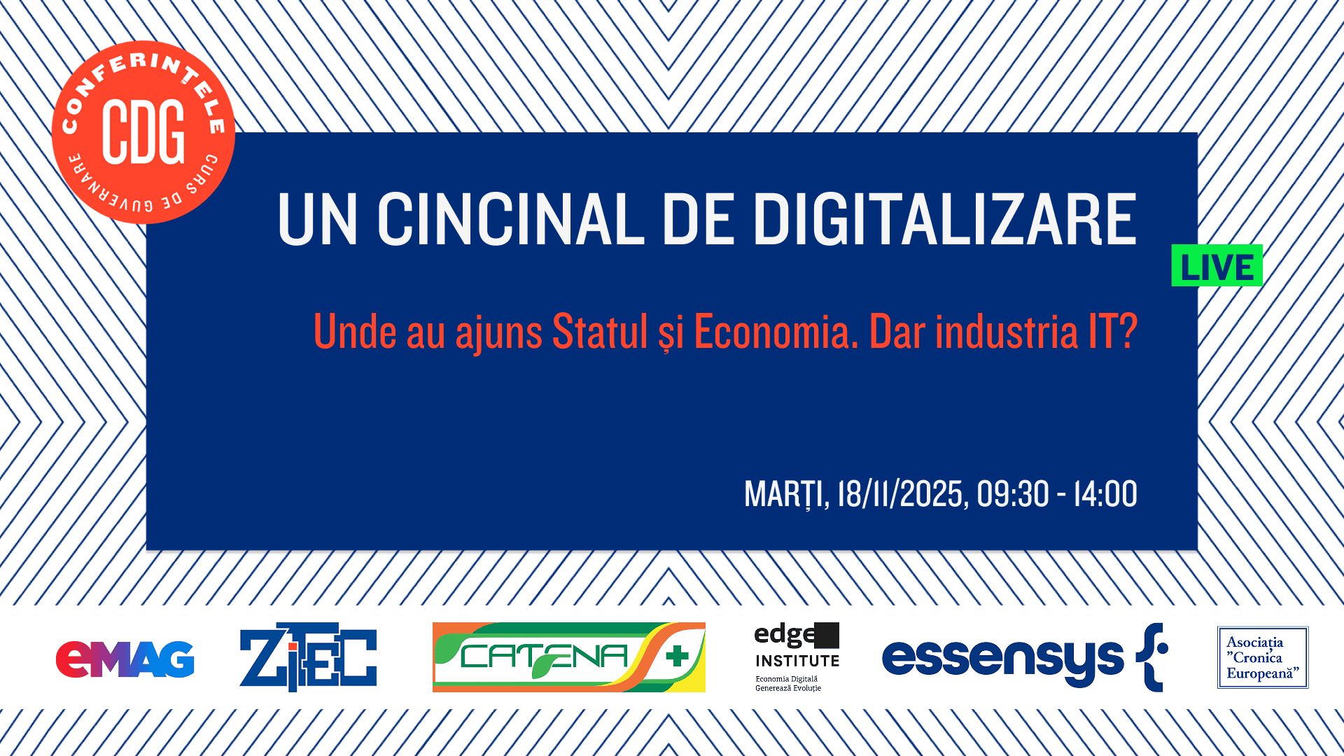 Înscrieri deschise: Conferința „Un cincinal de digitalizare – unde au ajuns Statul și Economia. Dar industria IT?”, 18 noiembrie 2025, orele 09:30 – 14:00