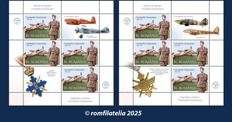 O emisiune filatelică omagială: „Aviatori de legendă. Constantin Cantacuzino”
