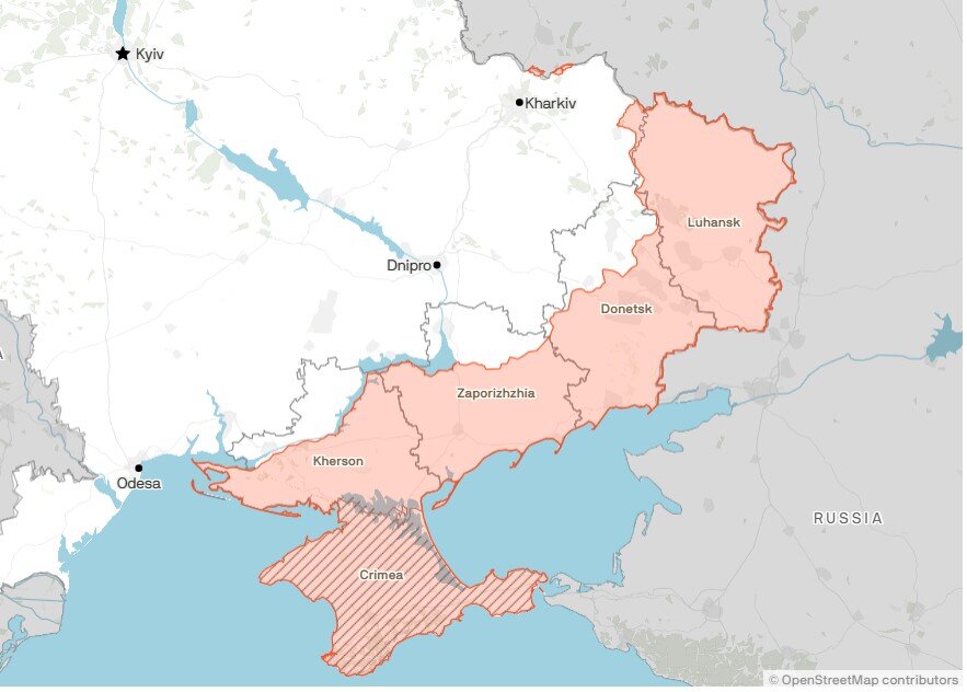 Harta teritoriilor la care Ucrainei i se cere să renunțe pentru a pune capăt agresiunii ruse. Ce prevede planul de pace în 28 de puncte