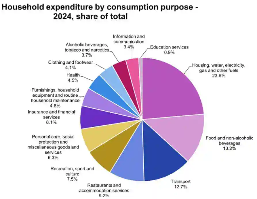 Care e structura cheltuielilor în gospodăriile statelor UE și care e specificul fiecărei țări. Românii alocă cel mai mare procent pentru alimente, cehii dau cei mai mulți bani pe locuire și utilități
