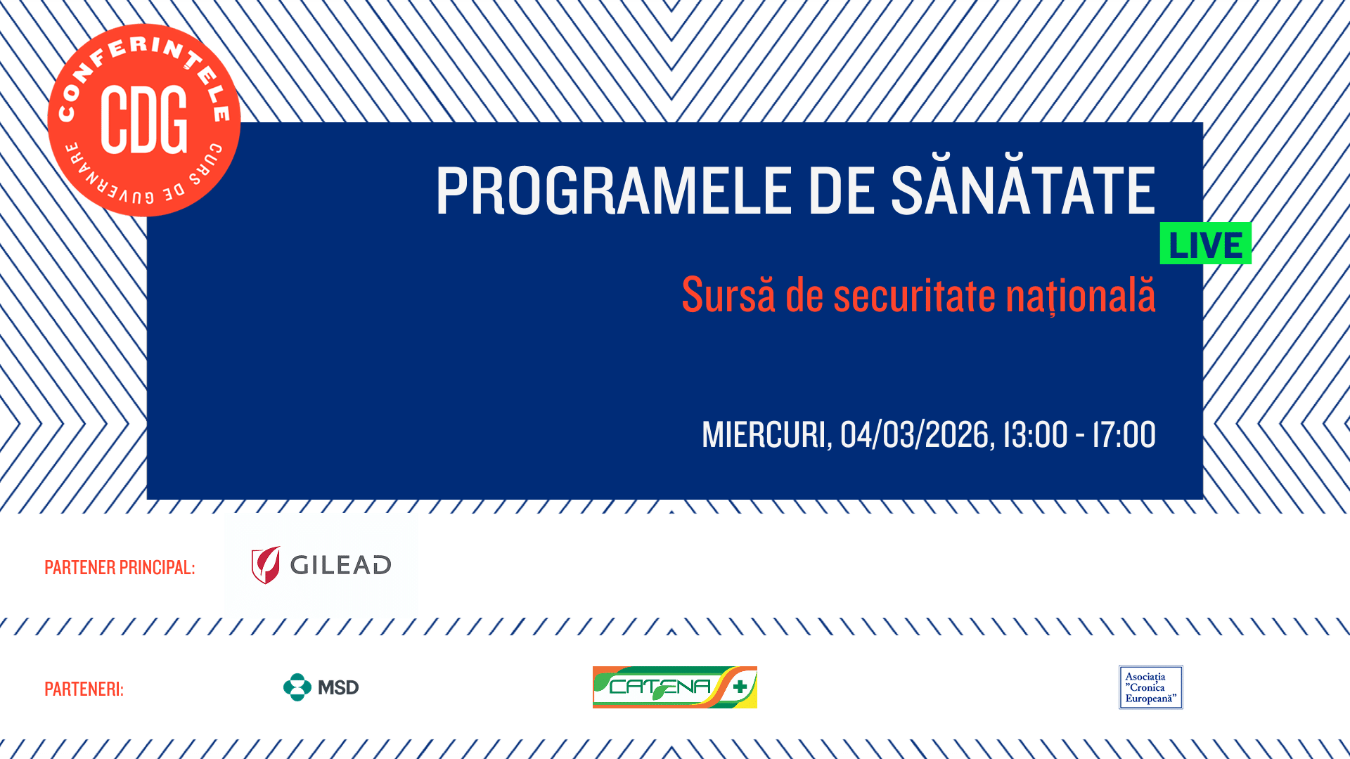 Înscrieri deschise / Conferința: „Programele de sănătate – sursă de securitate națională”. 4 martie 2026, orele 13:00 – 17:00