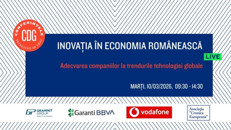 Înscrieri deschise / Conferința „Inovația în economia românească – adecvarea companiilor la trendurile tehnologiei globale. 10 martie  2026, orele 09:30 – 14:30