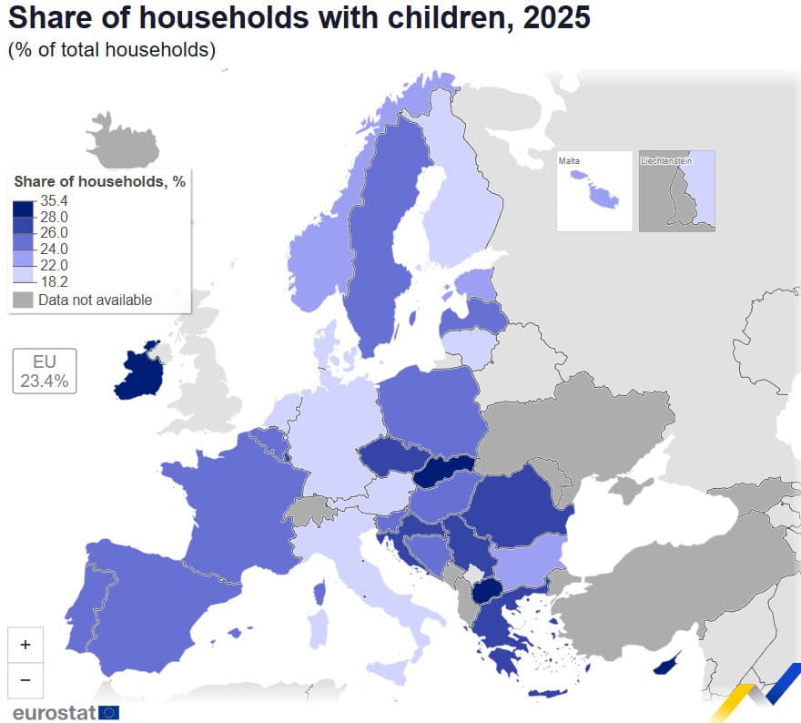 Familiile cu copii în Europa: România, printre statele cu cele mai mari ponderi – Creștere accelerată a numărului gospodăriilor fără copii, la nivelul UE